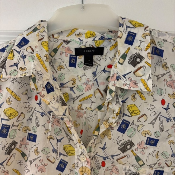 NWOT J. Crew Paris Print Cotton Popover Shirt - Picture 3 of 8